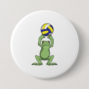 Chapa Redonda De 7 Cm Rana con voleibol