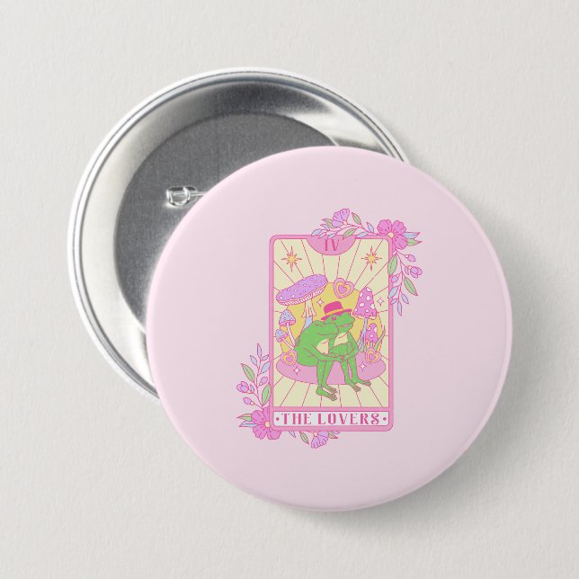 Chapa Redonda De 7 Cm Rana Cute Pareja - Los amantes (Anverso y reverso)