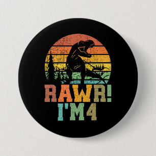 Chapa Redonda De 7 Cm Rawr Im 4 Dinosaur T Rex 4 Años