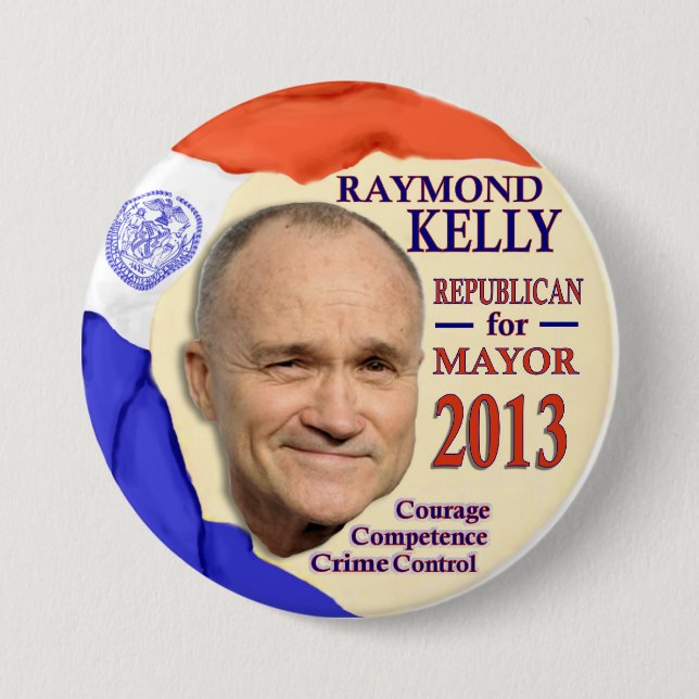 Chapa Redonda De 7 Cm Raymond Kelly para el alcalde 2013 de NYC (Anverso)