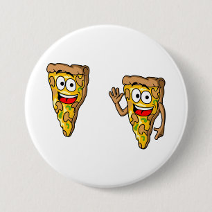 Chapa Redonda De 7 Cm Rebanadas de pizza de champiñones felices