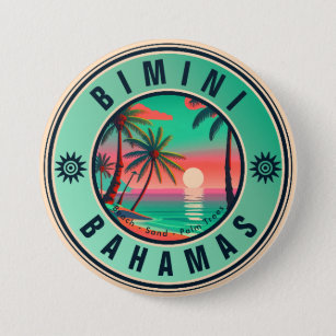 Chapa Redonda De 7 Cm Recordatorio de viajes retro Sunset de las Bahamas