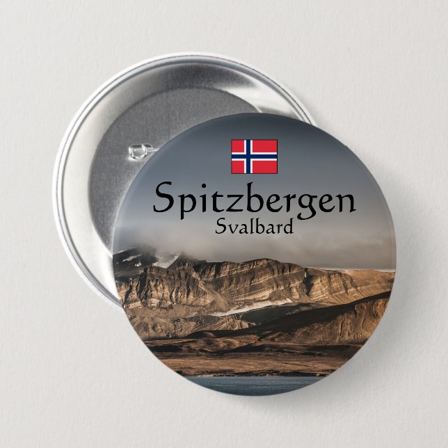 Chapa Redonda De 7 Cm Recuerdo de Svalbard (Anverso y reverso)