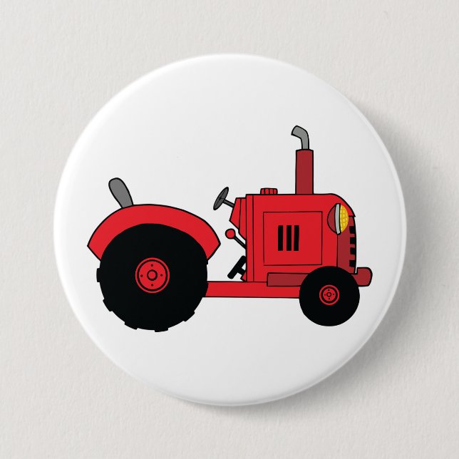 Chapa Redonda De 7 Cm Red Farm Tractor Vehicle (Anverso)