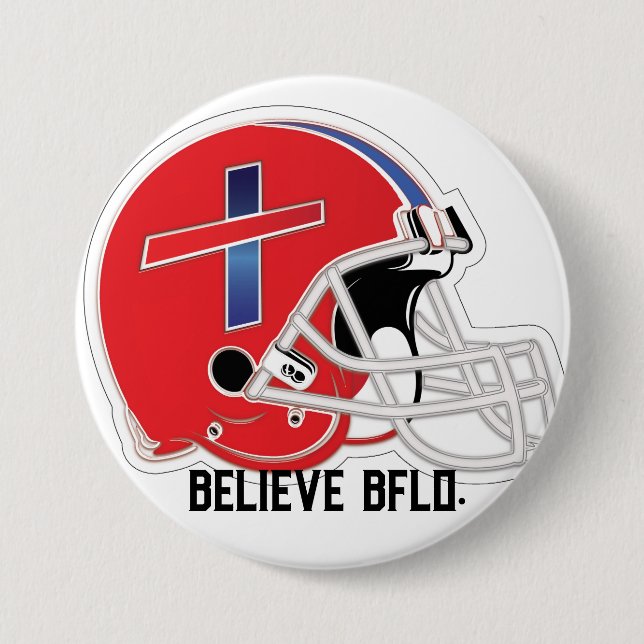 Chapa Redonda De 7 Cm Red lid Believe Bflo button (Anverso)