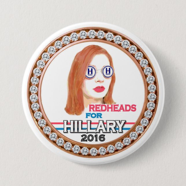 Chapa Redonda De 7 Cm Redheads para Hillary 2016 (Anverso)