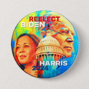 Chapa Redonda De 7 Cm Reeleccionar Biden Harris 2024