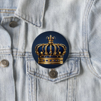Chapa Redonda De 7 Cm Regal Blue Crown Series