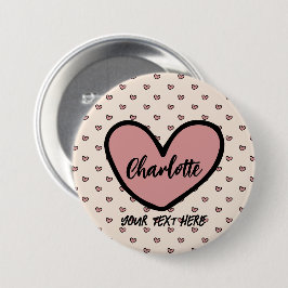 Chapa Redonda De 7 Cm Regalo de monograma del patrón de corazón rojo est