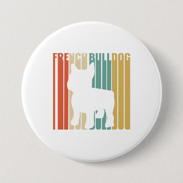 Chapa Redonda De 7 Cm Regalo del Bulldog francés retro de los años 1970  (Anverso)