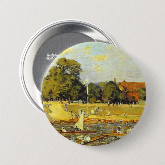 Chapa Redonda De 7 Cm Regatta en Hampton Court Alfred Sisley Poster (Anverso y reverso)