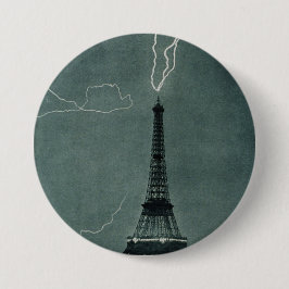 Chapa Redonda De 7 Cm Relámpago que impacta la Torre Eiffel