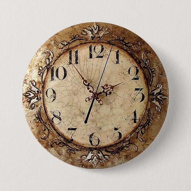 Chapa Redonda De 7 Cm Reloj antiguo (Anverso)