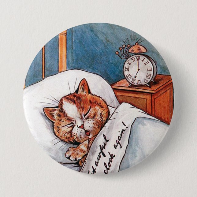 Chapa Redonda De 7 Cm Reloj de alarma ruidoso, Louis Wain (Anverso)