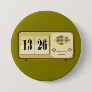 Chapa Redonda De 7 Cm Reloj Radio Antiguo Retro con Flip