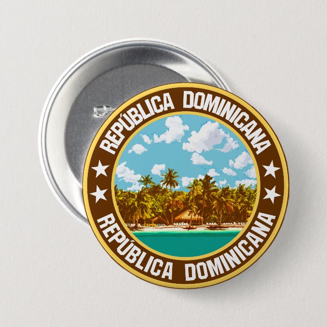 Chapa Redonda De 7 Cm República Dominicana (Anverso y reverso)