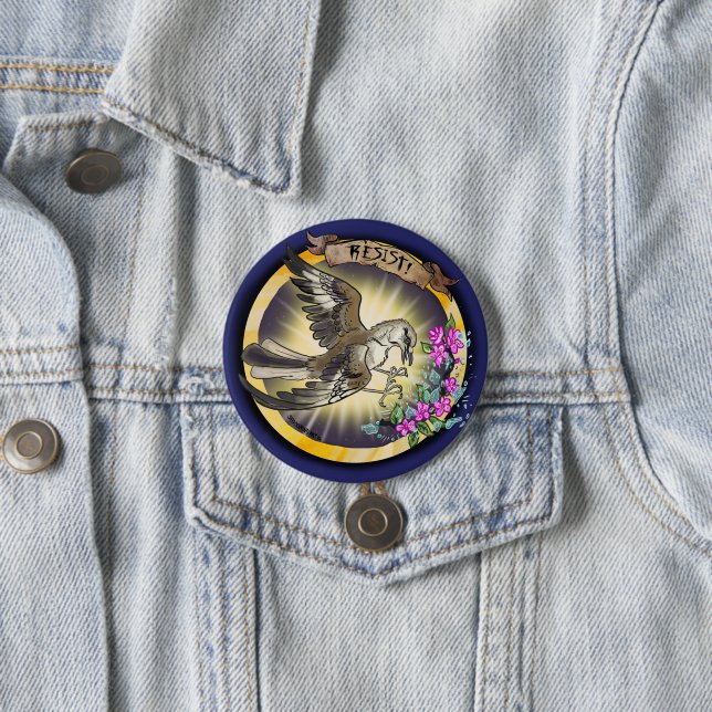 Chapa Redonda De 7 Cm Resist State Bird Arkansas Mockingbird (In situ)