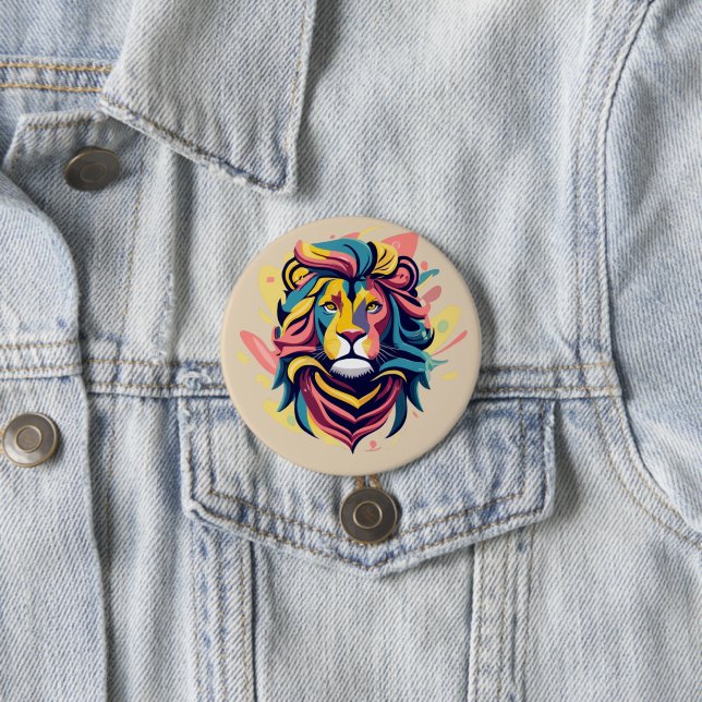 Chapa Redonda De 7 Cm Resumen de Lion Head Art (In situ)