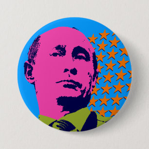 Chapa Redonda De 7 Cm Retrato Pop Art de Putin Rosa