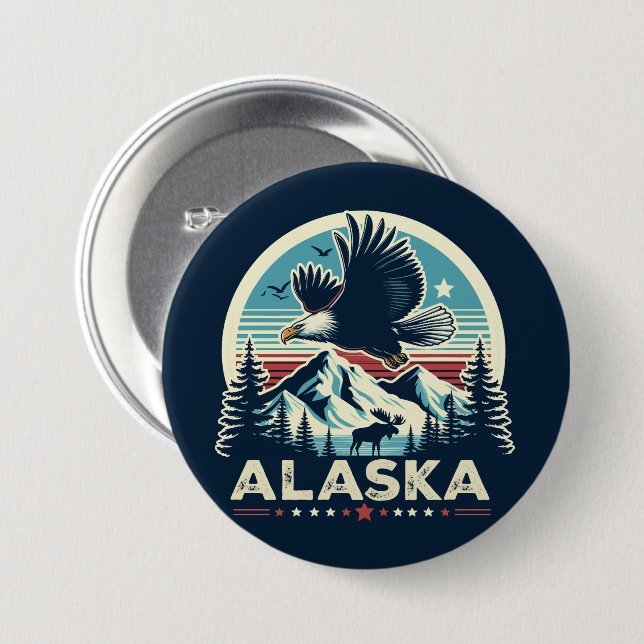 Chapa Redonda De 7 Cm Retro Alaska (Anverso y reverso)