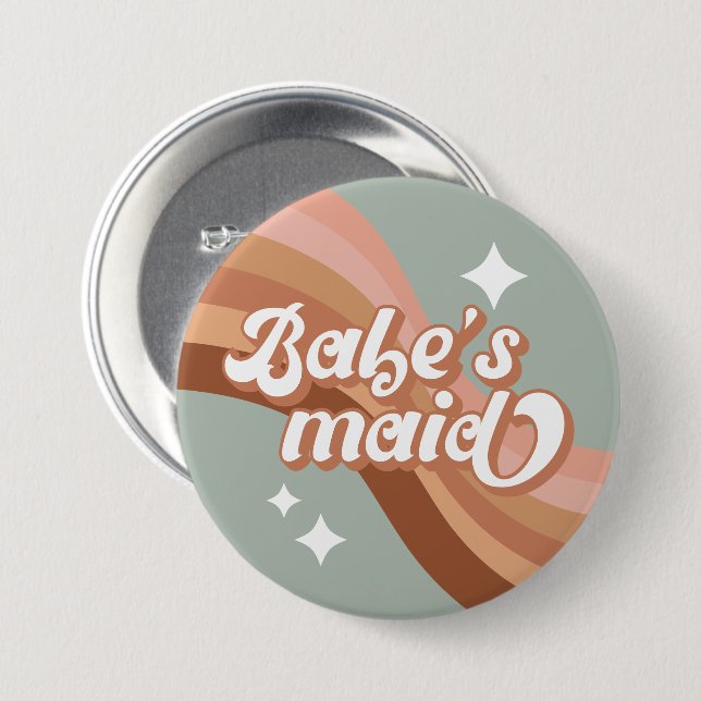 Chapa Redonda De 7 Cm Retro Babesmaid Bridesmaid Pin (Anverso y reverso)
