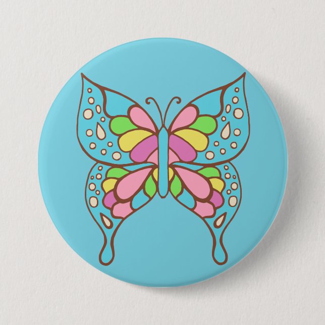 Chapa Redonda De 7 Cm Retro Butterfly Button (Anverso)