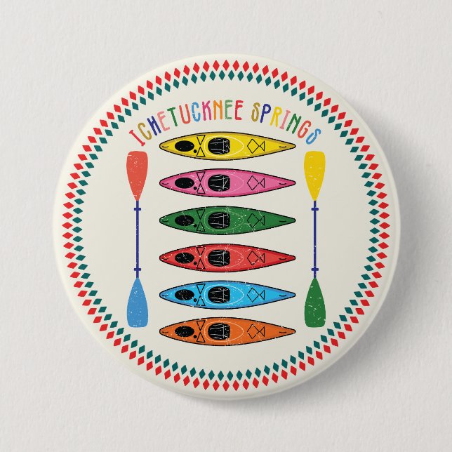 Chapa Redonda De 7 Cm Retro Ichetucknee Springs Kayaking (Anverso)
