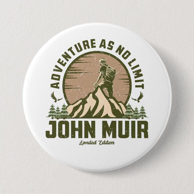 Chapa Redonda De 7 Cm Retro John Muir Hike (Anverso)