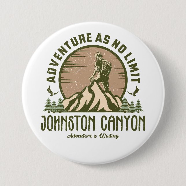 Chapa Redonda De 7 Cm Retro Johnston Canyon Hike (Anverso)