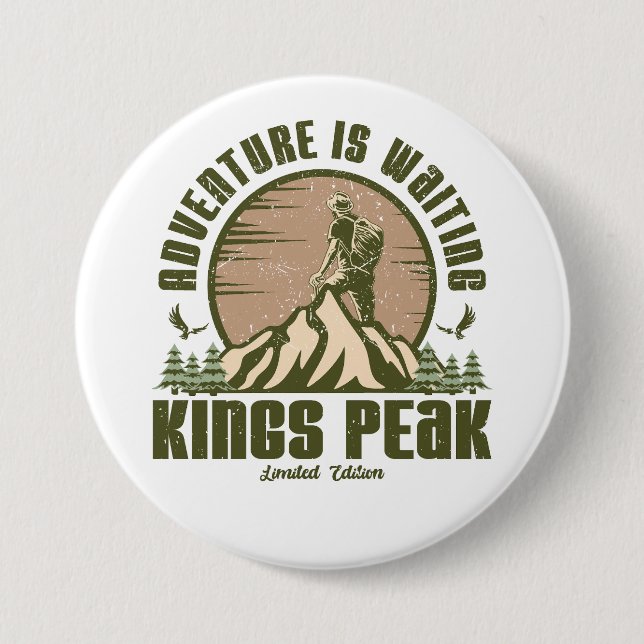 Chapa Redonda De 7 Cm Retro Kings Peak Hike (Anverso)