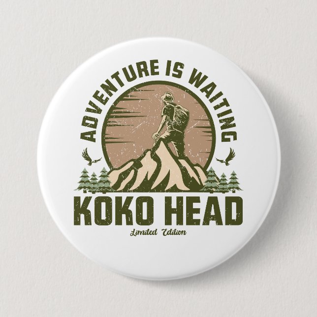 Chapa Redonda De 7 Cm Retro Koko Head Hike (Anverso)
