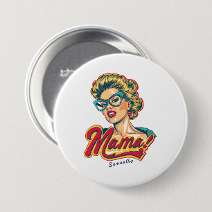 Chapa Redonda De 7 Cm Retro mamá pop art 2 personalizado