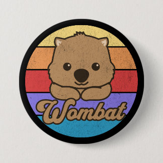 Chapa Redonda De 7 Cm Retro Sunset Wombat