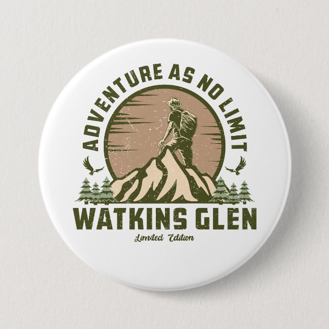 Chapa Redonda De 7 Cm Retro Watkins Glen Hike (Anverso)