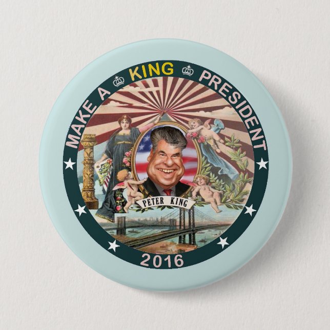 Chapa Redonda De 7 Cm Rey de Peter para el presidente 2016 (Anverso)
