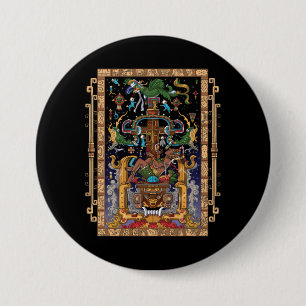 Chapa Redonda De 7 Cm Rey Pakal, astronauta maya