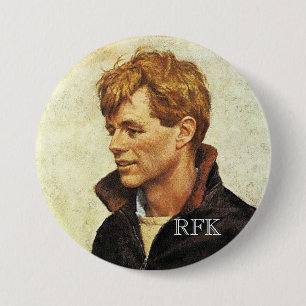 Chapa Redonda De 7 Cm RFK en la chaqueta de JFK