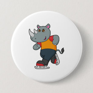 Chapa Redonda De 7 Cm Rhino en patinaje sobre hielo con patines de hielo