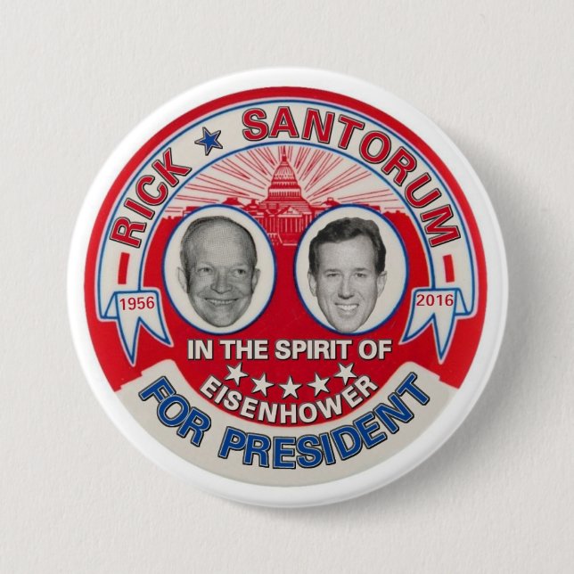 Chapa Redonda De 7 Cm Rick Santorum 2016 (Anverso)