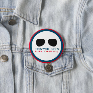 Chapa Redonda De 7 Cm Ridin' con Biden Aviator Glasses 2024