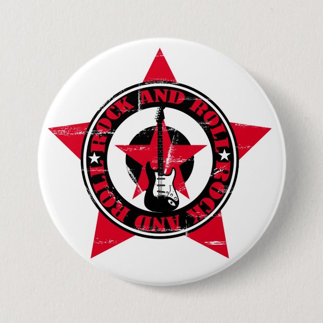 Chapa Redonda De 7 Cm Rock and Roll (Anverso)