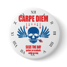 Rojo Azul Vintage Retro Carpe Diem. Aprovechar el