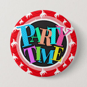 Chapa Redonda De 7 Cm Rojo escarlata, blanco, chevron, cowboy rodeo