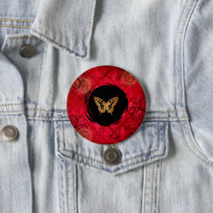 Chapa Redonda De 7 Cm Rojo Grunge tema de patrón mixto
