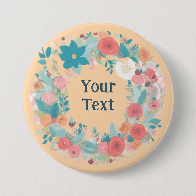 Chapa Redonda De 7 Cm Romántico Wreath Lapel Adornment (Anverso)