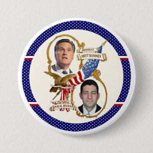Chapa Redonda De 7 Cm Romney/patriotas de Ryan