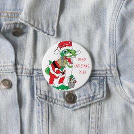 Chapa Redonda De 7 Cm Ronda de navidades TySantaSaurus