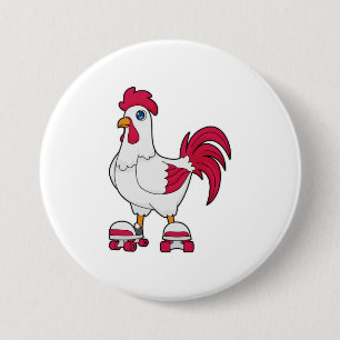 Chapa Redonda De 7 Cm Rooster en patinaje en línea con patines de patina