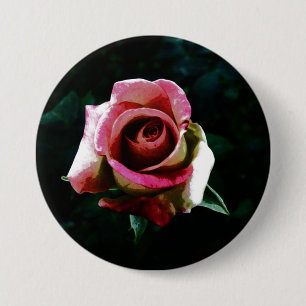 Chapa Redonda De 7 Cm Rosa roja pintada al óleo