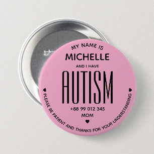 Chapa Redonda De 7 Cm Rosa Simple Tengo Conciencia del Autismo ASD Espec